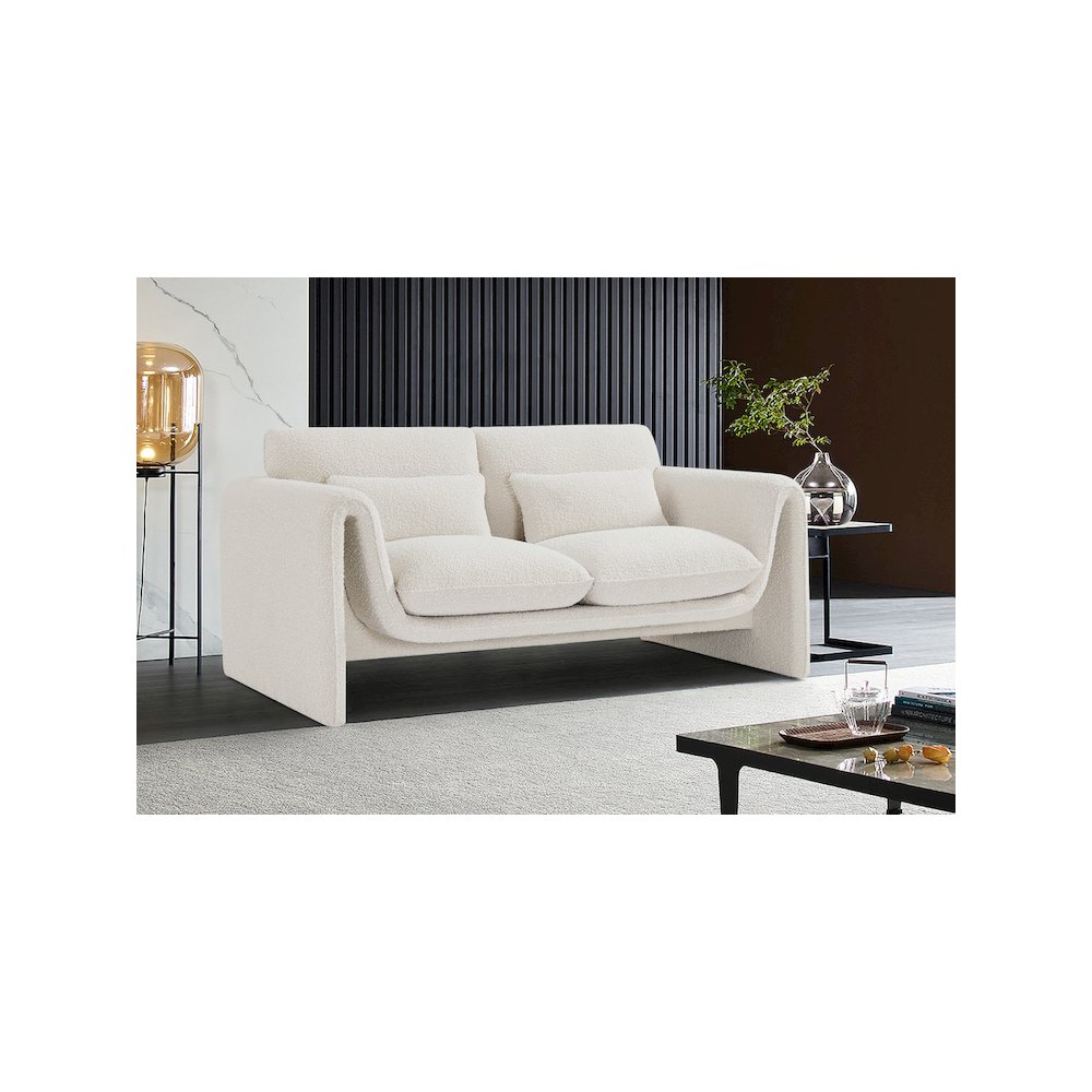 Stylus Cream Boucle Fabric Loveseat