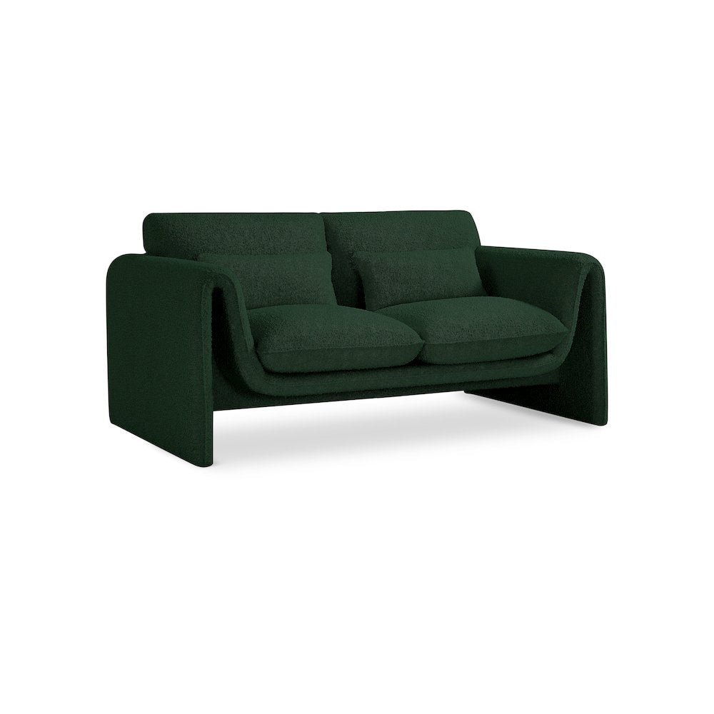 Stylus Green Boucle Fabric Loveseat