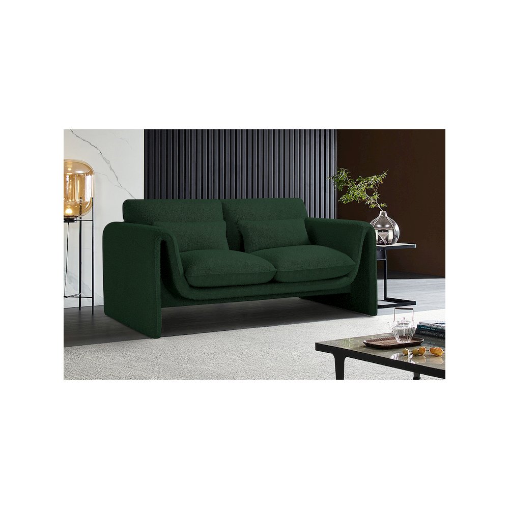 Stylus Green Boucle Fabric Loveseat
