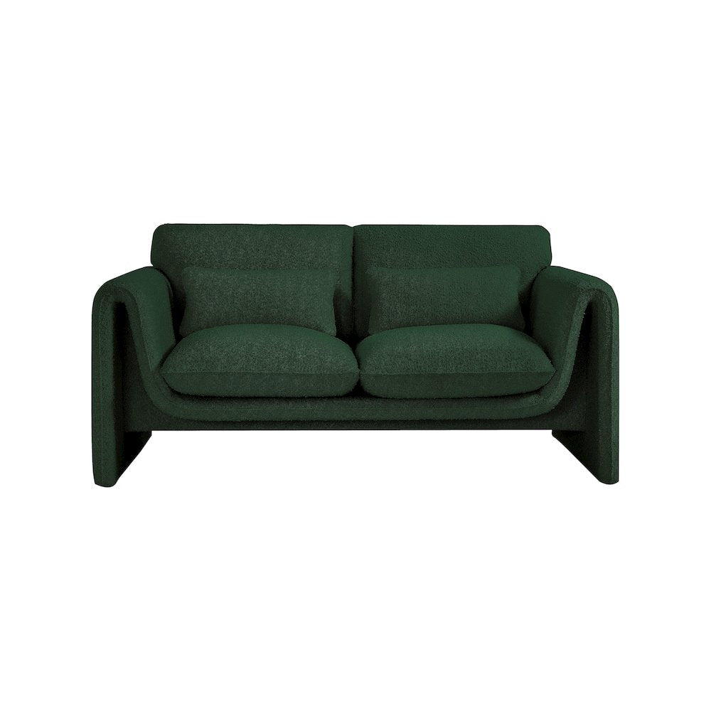 Stylus Green Boucle Fabric Loveseat