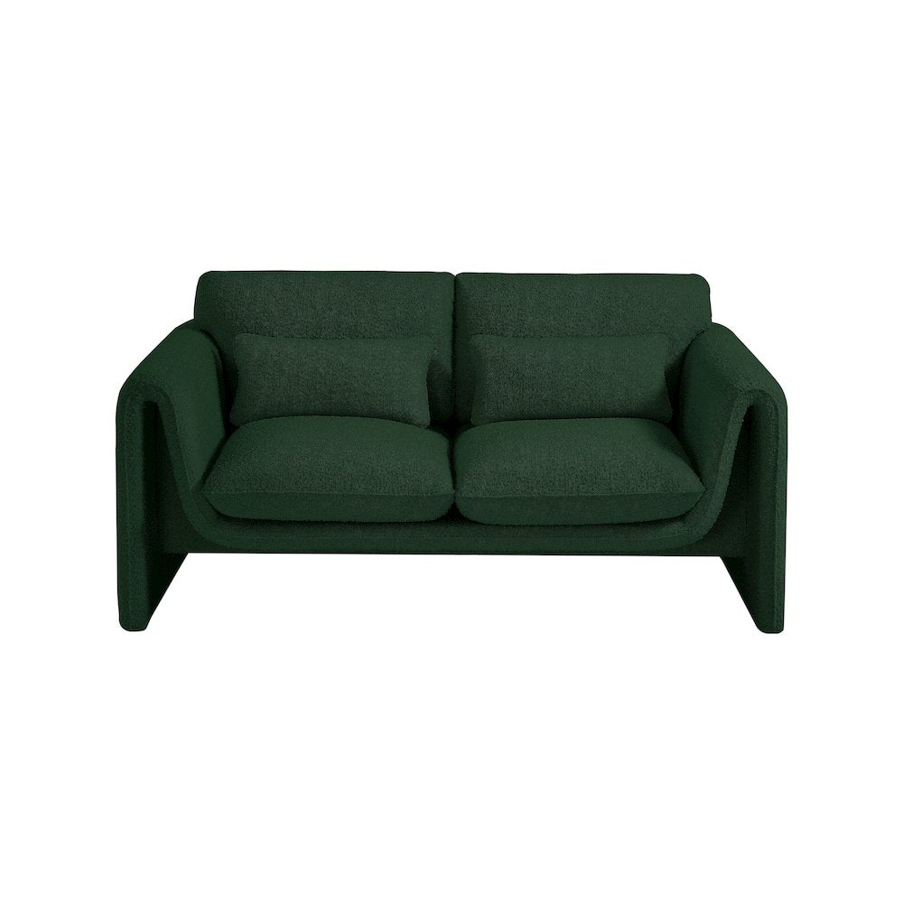 Stylus Green Boucle Fabric Loveseat