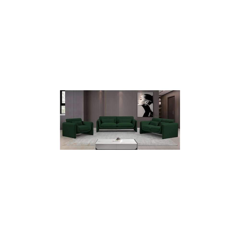 Stylus Green Boucle Fabric Loveseat