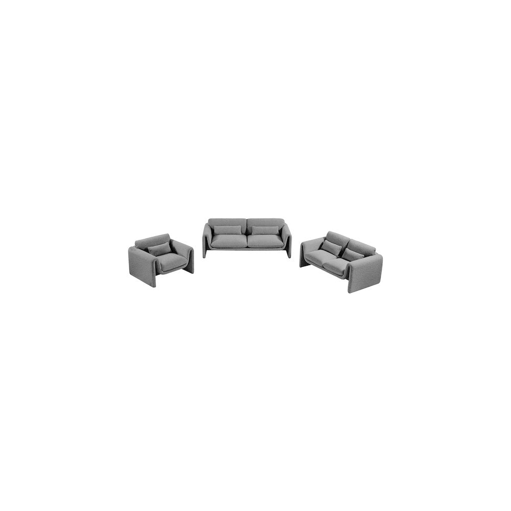 Stylus Grey Boucle Fabric Loveseat