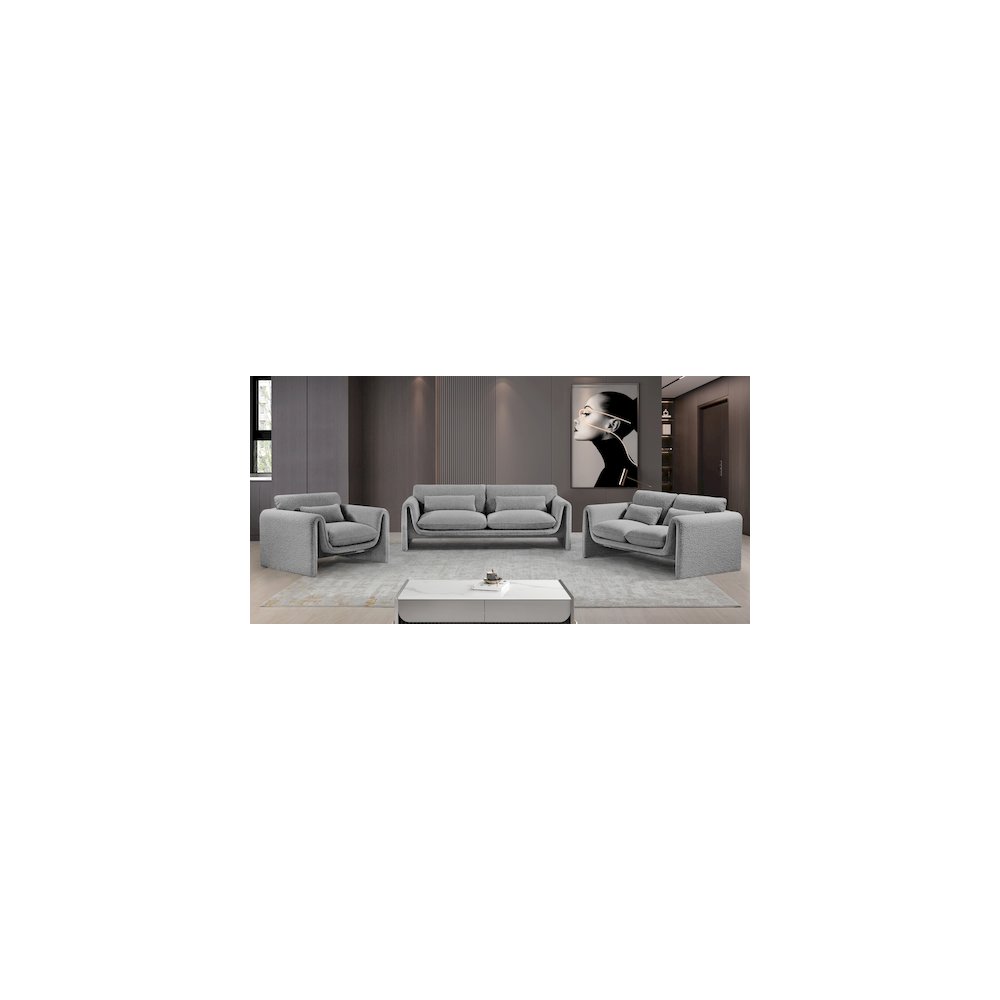Stylus Grey Boucle Fabric Loveseat