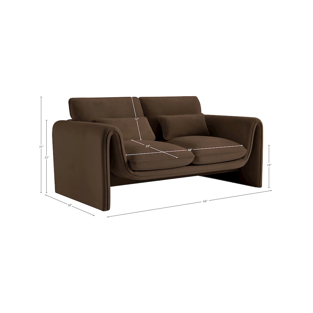 Sloan Brown Velvet Fabric Loveseat