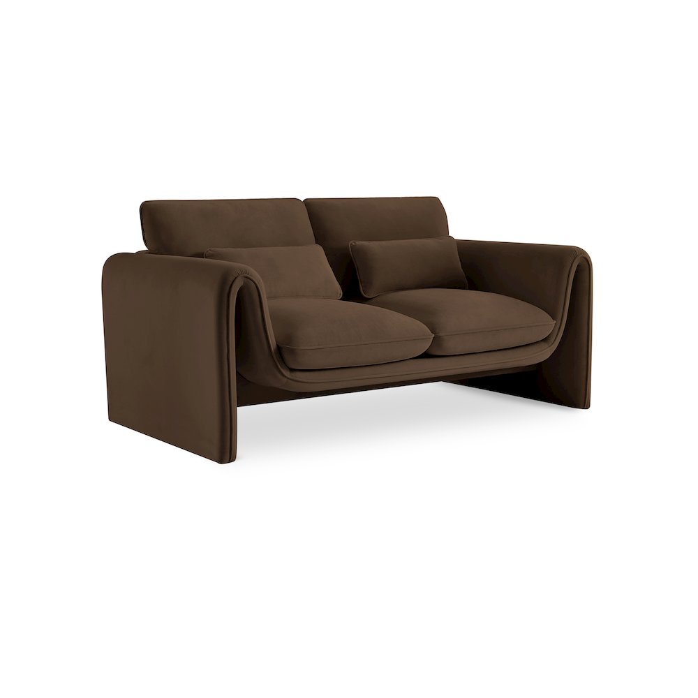 Sloan Brown Velvet Fabric Loveseat