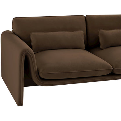 Sloan Brown Velvet Fabric Loveseat