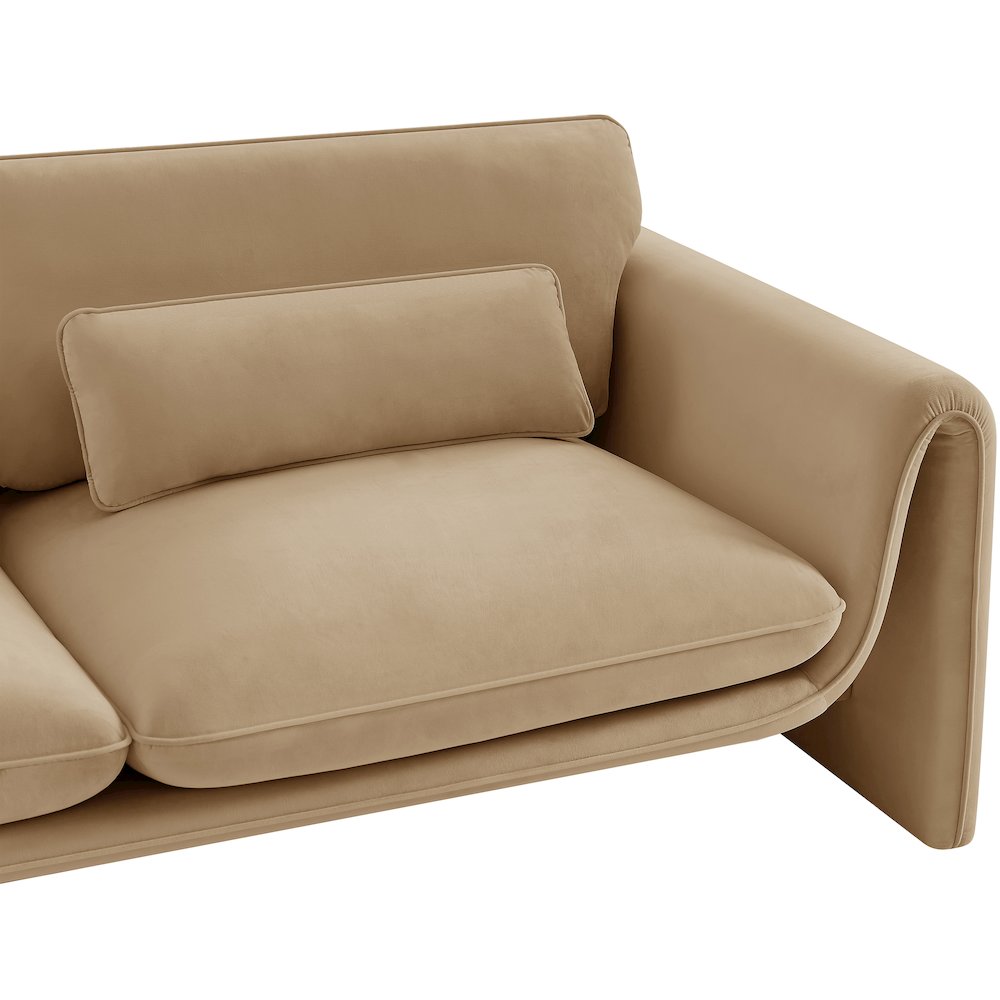 Sloan Camel Velvet Fabric Loveseat