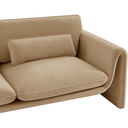 Sloan Camel Velvet Fabric Loveseat