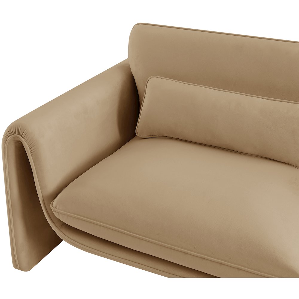 Sloan Camel Velvet Fabric Loveseat