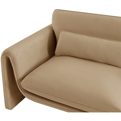 Sloan Camel Velvet Fabric Loveseat