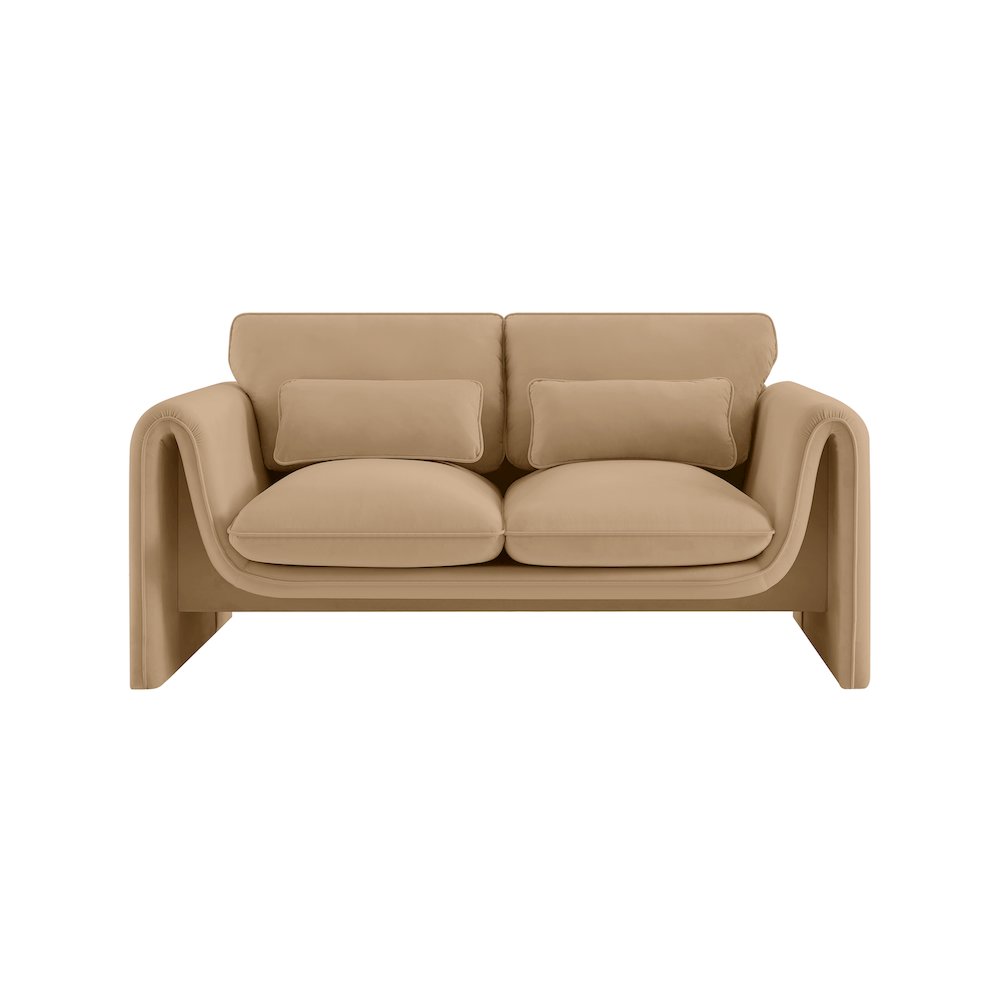Sloan Camel Velvet Fabric Loveseat