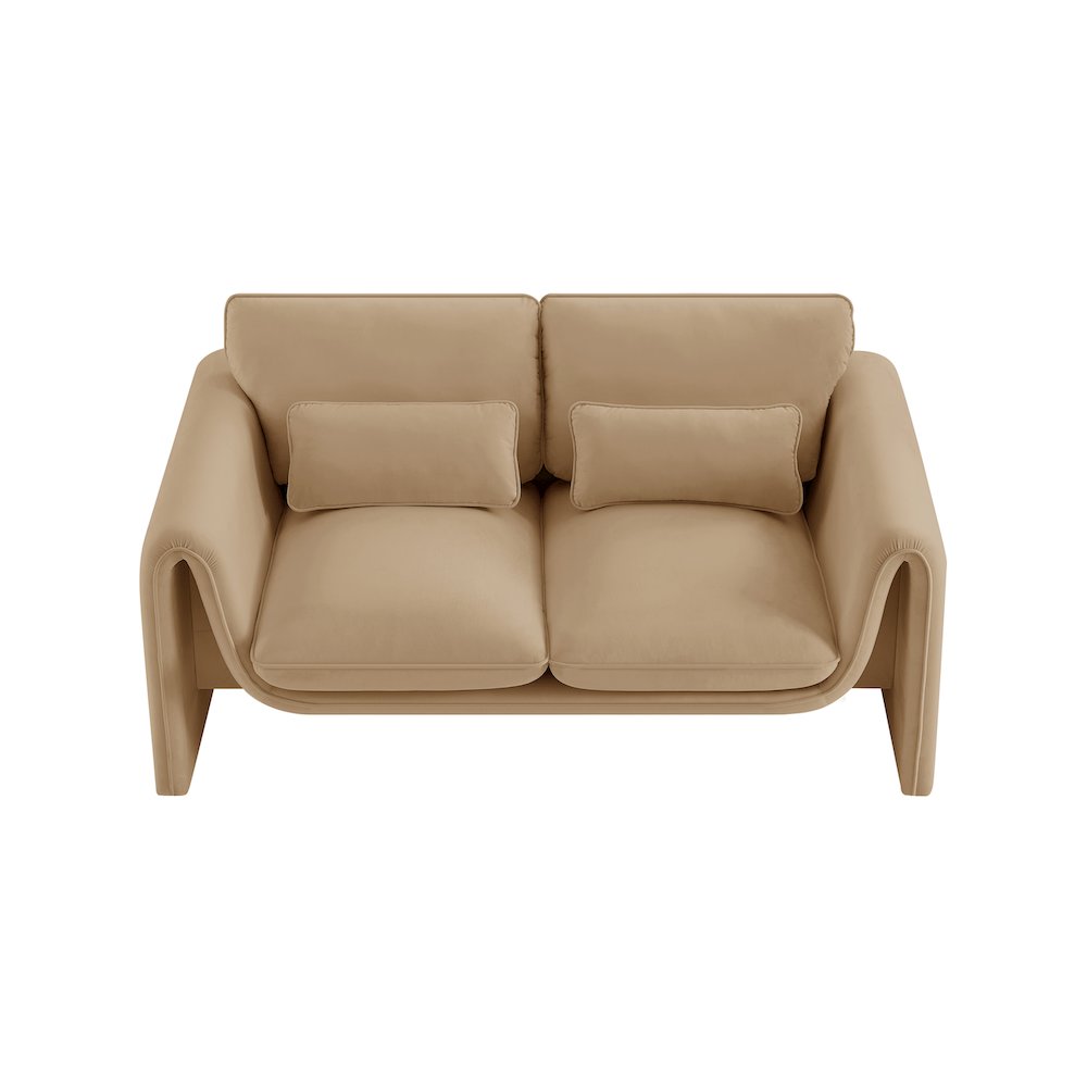 Sloan Camel Velvet Fabric Loveseat