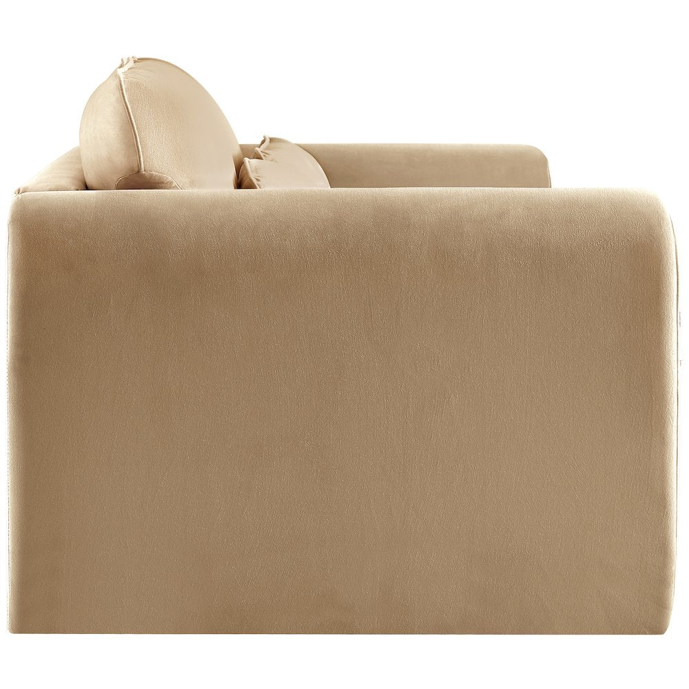 Sloan Camel Velvet Fabric Loveseat