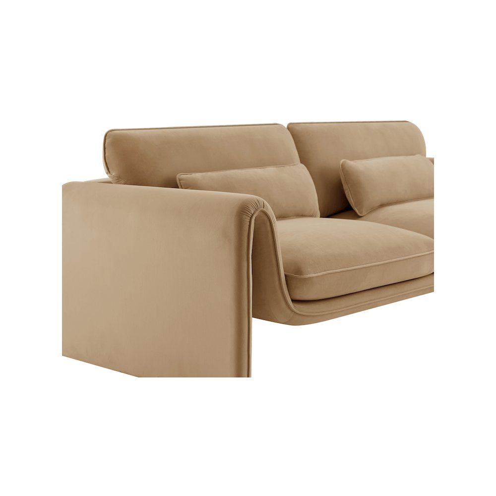 Sloan Camel Velvet Fabric Loveseat