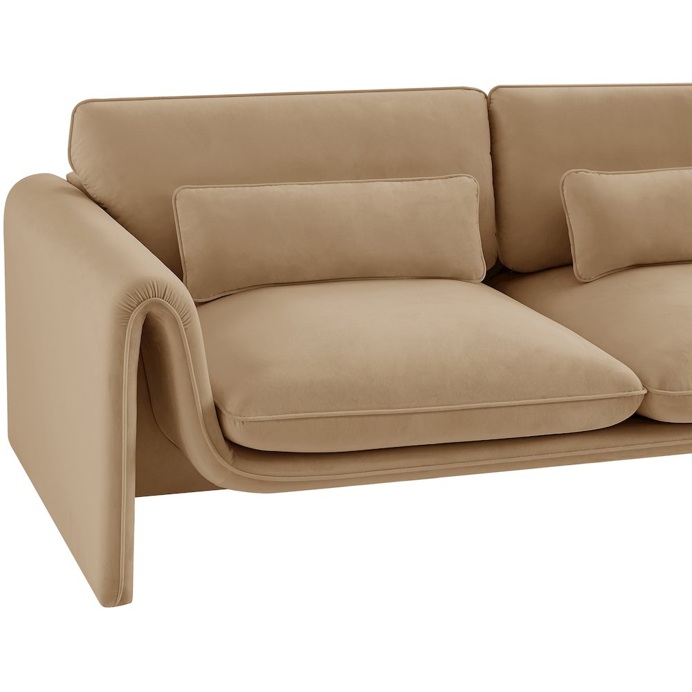 Sloan Camel Velvet Fabric Loveseat