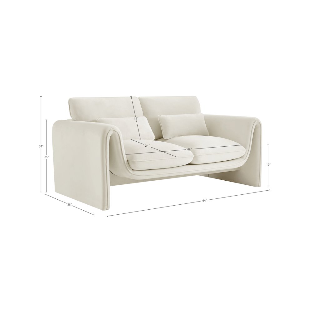 Sloan Cream Velvet Fabric Loveseat