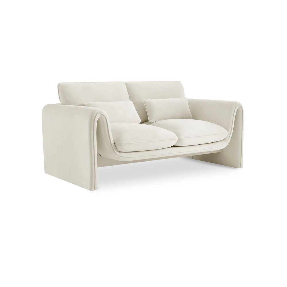 Sloan Cream Velvet Fabric Loveseat