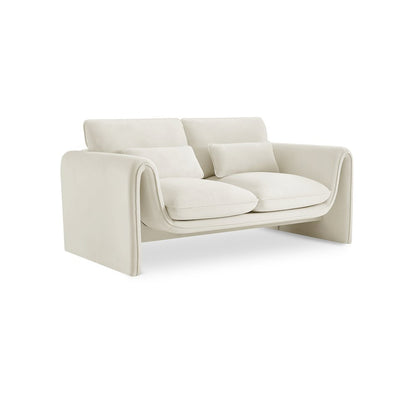 Sloan Cream Velvet Fabric Loveseat