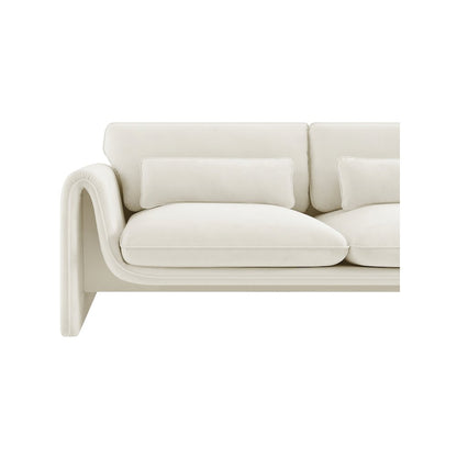 Sloan Cream Velvet Fabric Loveseat