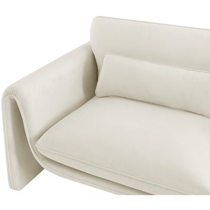 Sloan Cream Velvet Fabric Loveseat