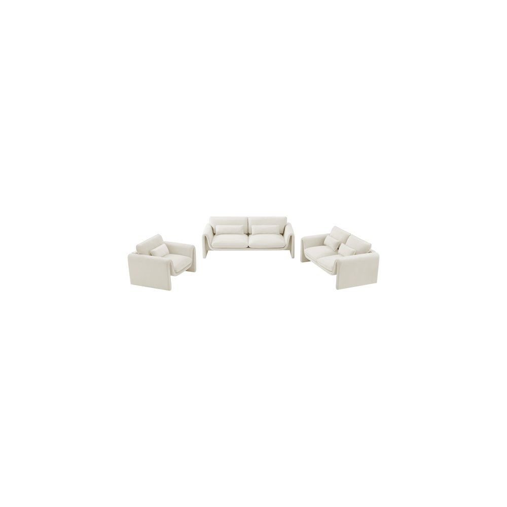 Sloan Cream Velvet Fabric Loveseat
