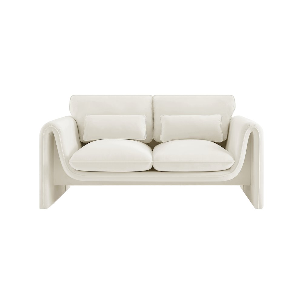Sloan Cream Velvet Fabric Loveseat