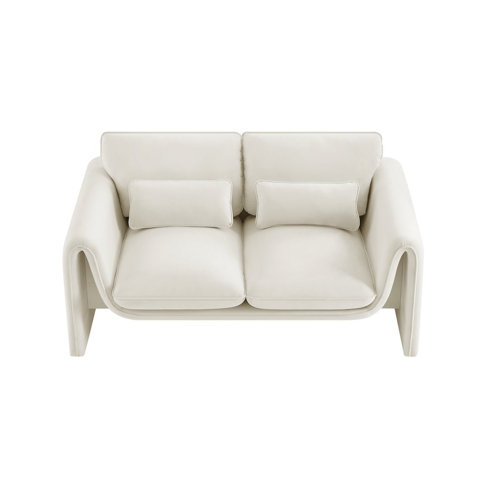 Sloan Cream Velvet Fabric Loveseat