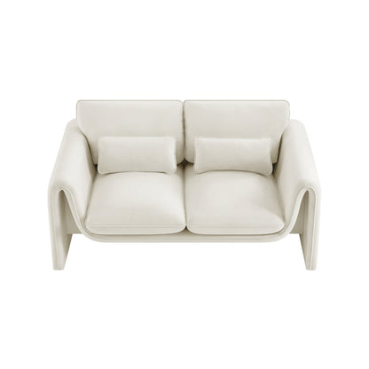 Sloan Cream Velvet Fabric Loveseat