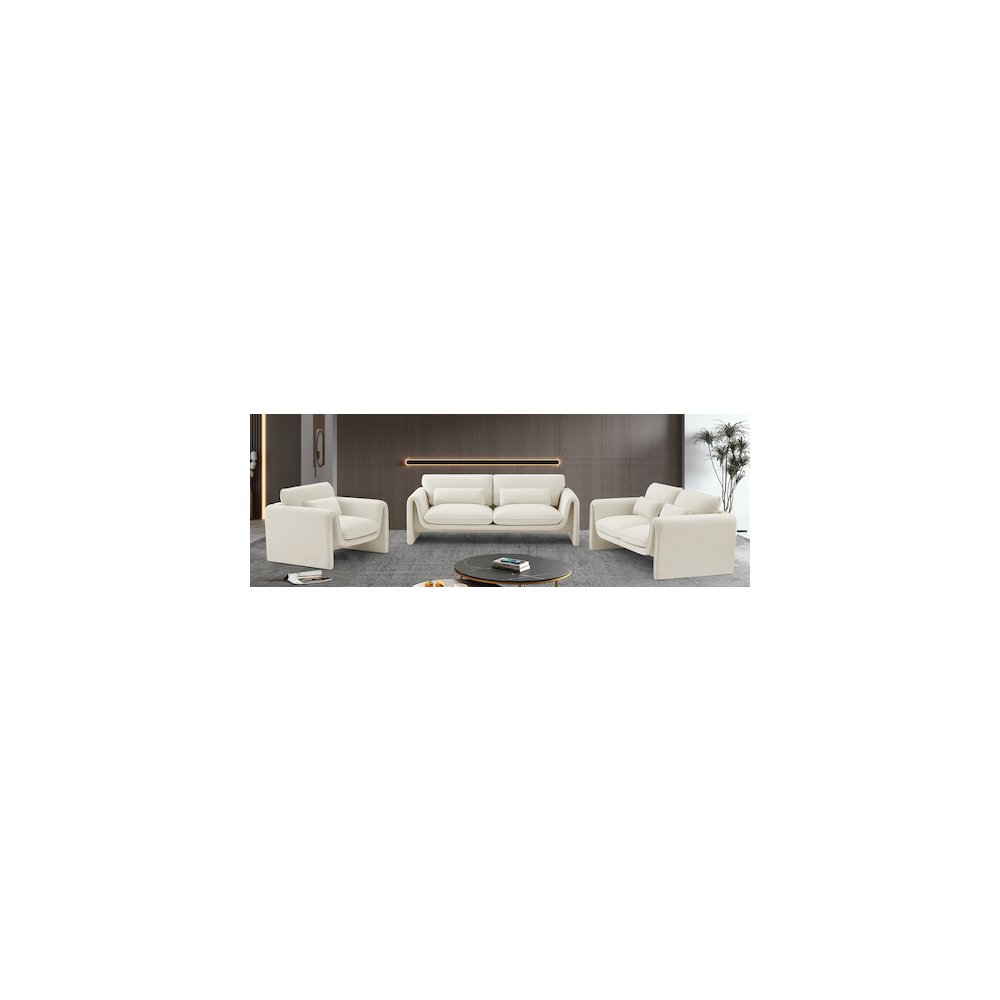 Sloan Cream Velvet Fabric Loveseat