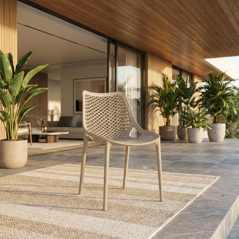 Taupe Outdoor Patio Dining Chair Set Of 4 With Uv-Resistant Finish