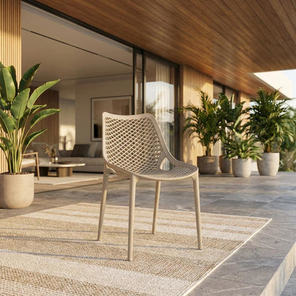 Taupe Outdoor Patio Dining Chair Set Of 4 With Uv-Resistant Finish