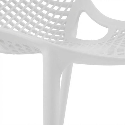 Contemporary White Outdoor Patio Dining Chairs Set Of 4 With Anti-Uv Finish