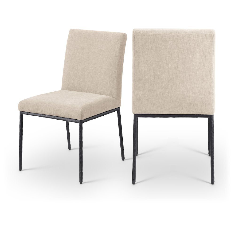 Reeves Beige Chenille Fabric Upholstered Dining Side Chair, Set of 2