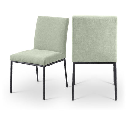 Reeves Mint Chenille Fabric Upholstered Dining Side Chair, Set of 2