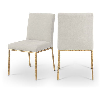 Reeves Cream Chenille Fabric Upholstered Dining Side Chair, Set of 2