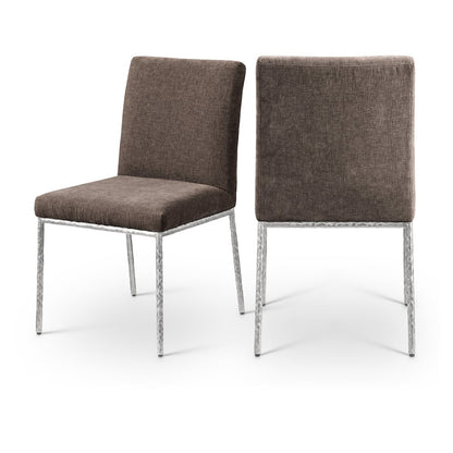 Reeves Brown Chenille Fabric Upholstered Dining Side Chair, Set of 2