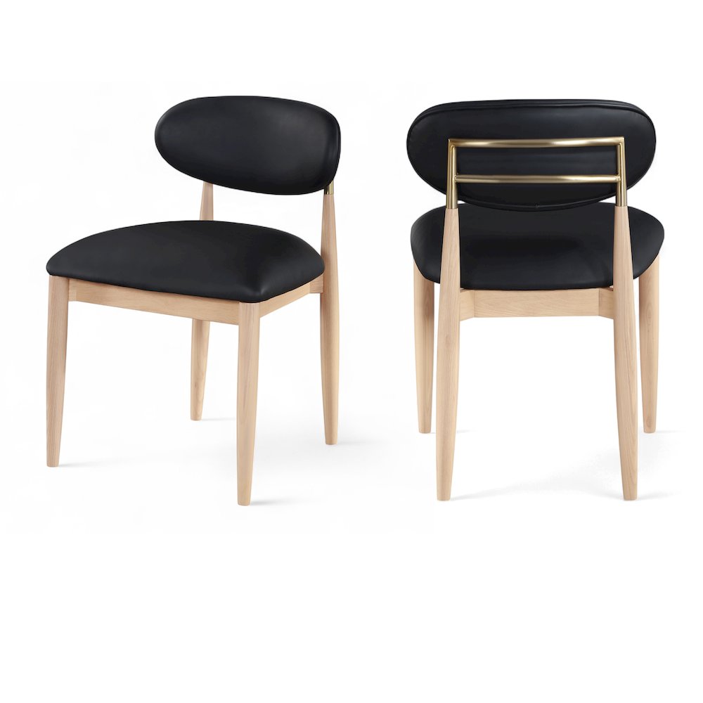 Riccio Black Vegan Leather Upholstered Dining Side Chair, Set of 2