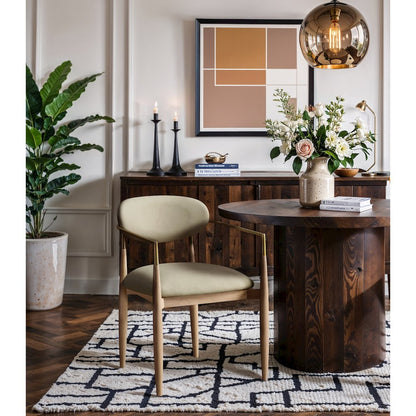Riccio Taupe Vegan Leather Upholstered Dining Arm Chair, Set of 2
