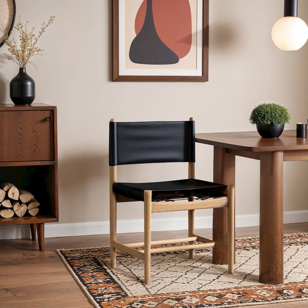 Rawlins Black Vegan Leather Upholstered Dining Chair, Set of 2