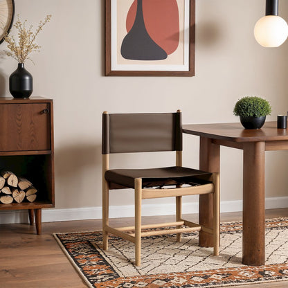 Rawlins Brown Vegan Leather Upholstered Dining Chair, Set of 2