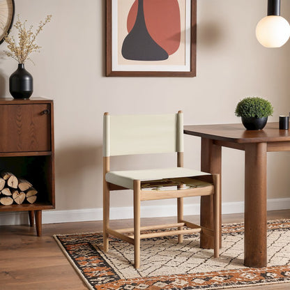 Rawlins Cream Vegan Leather Upholstered Dining Chair, Set of 2