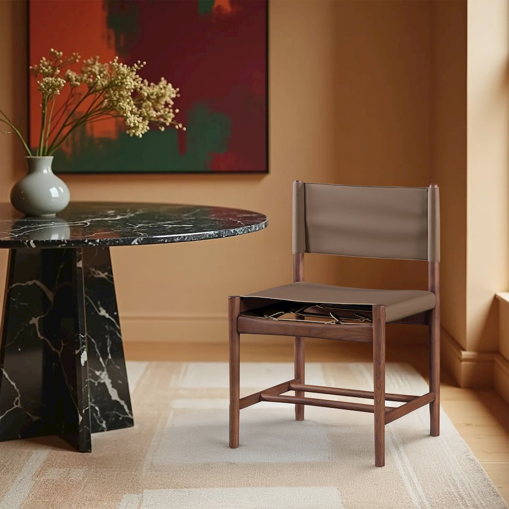 Rawlins Brown Vegan Leather Upholstered Dining Chair, Set of 2