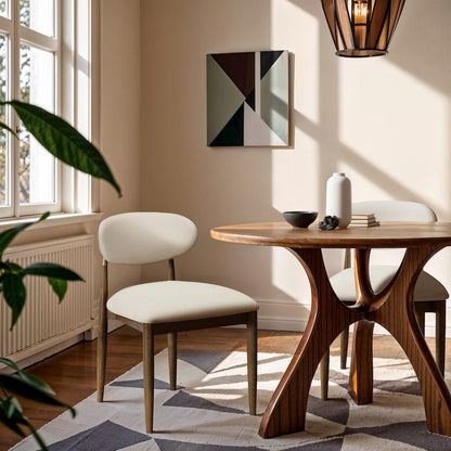 Riccio Cream Vegan Leather Upholstered Dining Side Chair, Set of 2