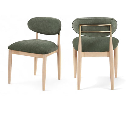 Riccio Olive Performance Fabric Upholstered Dining Side Chair, Set of 2