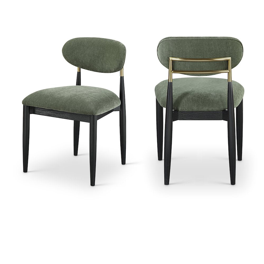 Riccio Olive Performance Fabric Upholstered Dining Side Chair, Set of 2