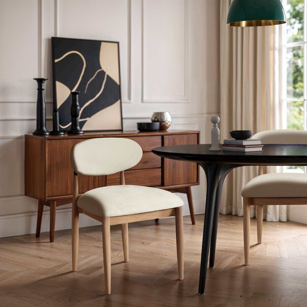 Riccio Cream Performance Fabric Upholstered Dining Side Chair, Set of 2