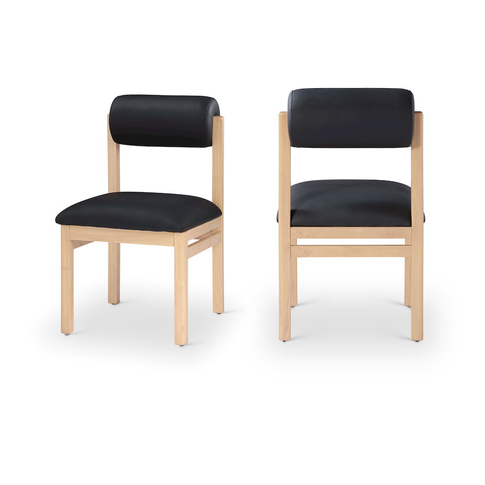 Roundhill Black Vegan Leather Upholstered Dining Chair, Set of 2