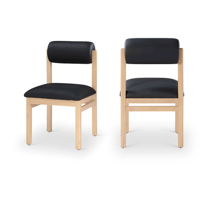 Roundhill Black Vegan Leather Upholstered Dining Chair, Set of 2