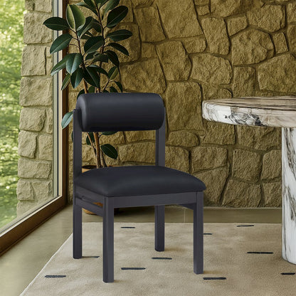 Roundhill Black Vegan Leather Upholstered Dining Chair, Set of 2